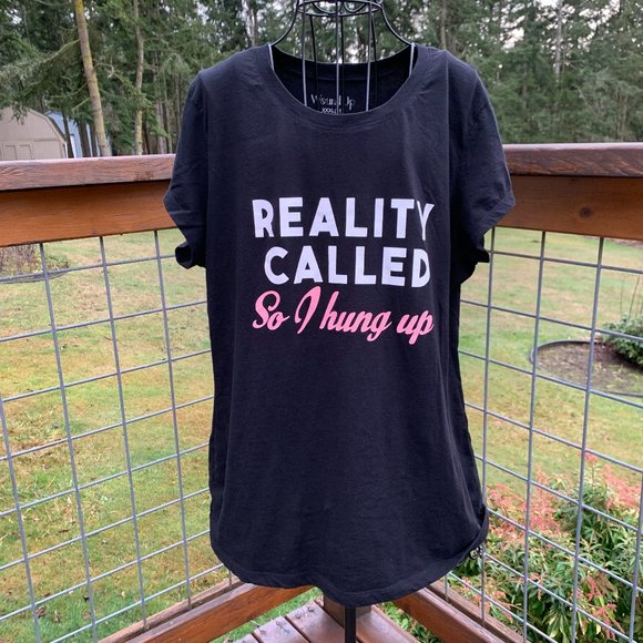 Wound Up Tops - Wound Up Black T-shirt with Short Sleeves